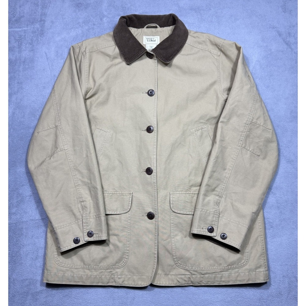 VINTAGE LL Bean Jacket Womens L Barn Chore Coat Corduroy Collar Rodeo Ranch USA - Picture 2 of 8